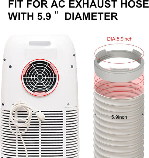 Portable AC Exhaust Hose Coupler 5.9 inch Air Conditioner Unit Vent Tube Connector Portable Air Conditioning Interface Adapter Accessories Parts (...